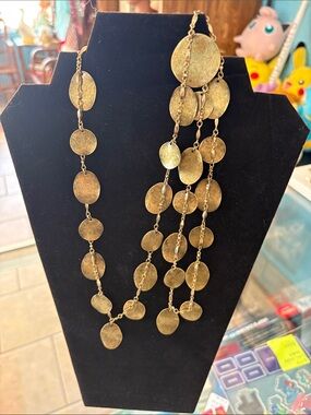 Gold Disc long Necklace - Women Jewelry